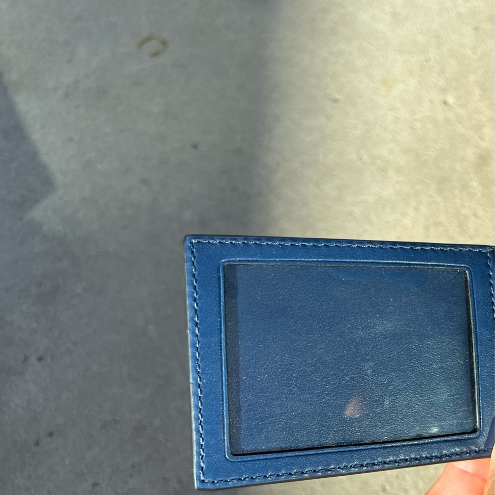 Coach Slim Clip Billfold Card Hold Wallet Brown Classic Canvas Blue Leather - Picture 5 of 12